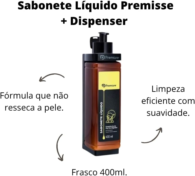Kit Dispensers Parede + Shampoo Condicionador Sabonete Líquido 400ml Hotelaria Clínica Salão Hotel Spa Organização Economia Moderno Discreto